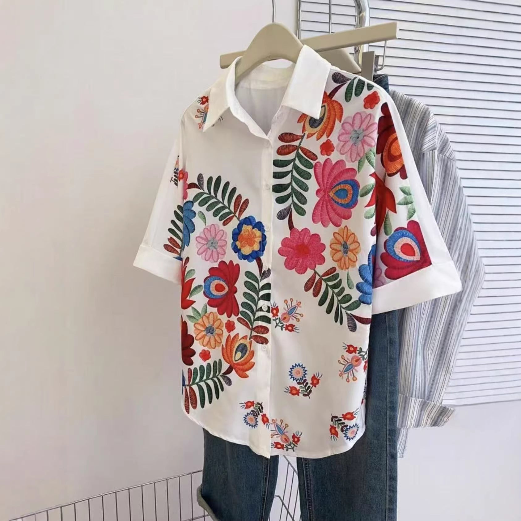 New loose casual printed short-sleeve shirt for summer