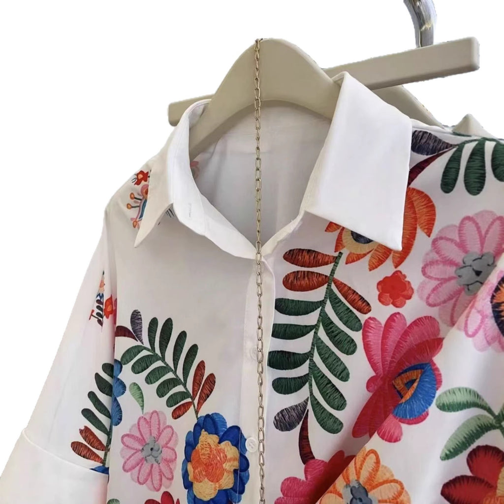 New loose casual printed short-sleeve shirt for summer
