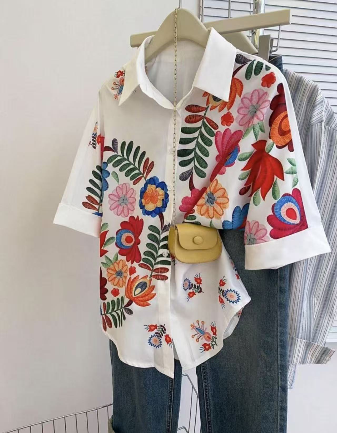 New loose casual printed short-sleeve shirt for summer